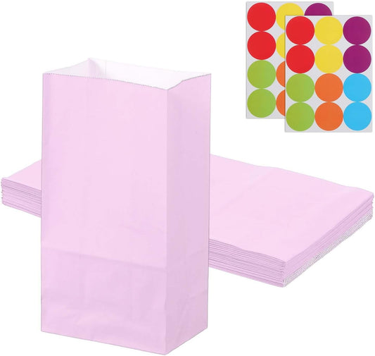 PATIKIL Party Favor Bag, 24 Pcs 5.1x3.1x9.4 Inch Medium Paper Candy Bags Gift Treat Celebration Halloween Goody Birthday Wedding Party with Stickers, Soft Purple