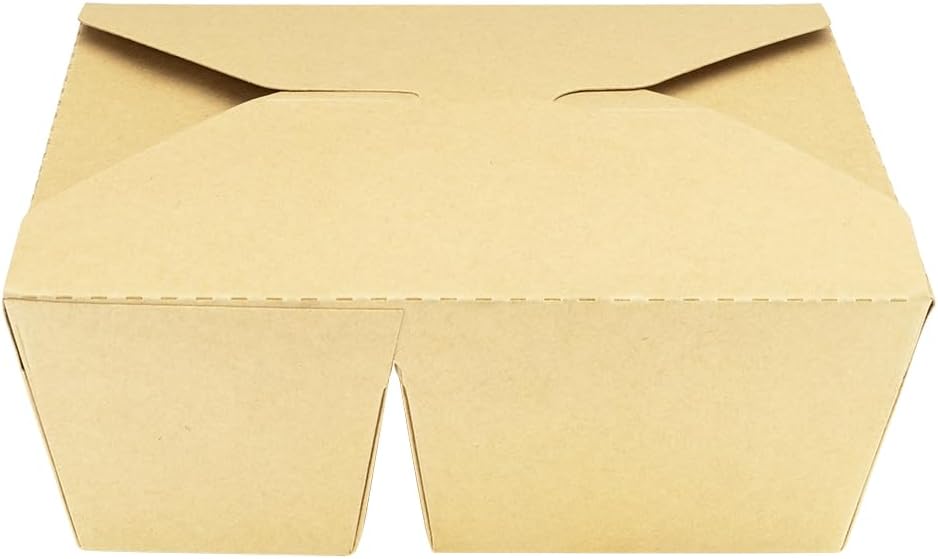 Karat Paper To Go Food Container [48 oz - 200 ct], 2-Compartment Leak-Resistant, Microwavable, Heavy-Duty Take Out Boxes | Grease Resistant & Stackable | #8 Kraft Brown