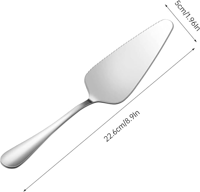 Kucensi Cake Pie Server, 2 Pack Stainless Steel Pizza Pastry Cake Slicer Server Set, Cake Cutter with Serrated Edges for Kitchen, Restaurants, Wedding, Birthdays and Parties