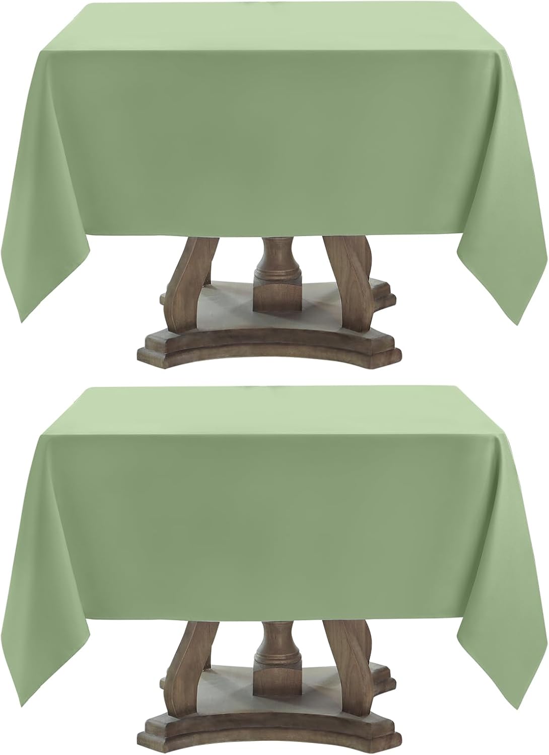Square Tablecloth 52 x 52 Inch Sage Green Tablecloths Stain-Wrinkle Resistant Washable Polyester Table Cloths for Holiday, Buffet Parties, and Weddinge 2pack
