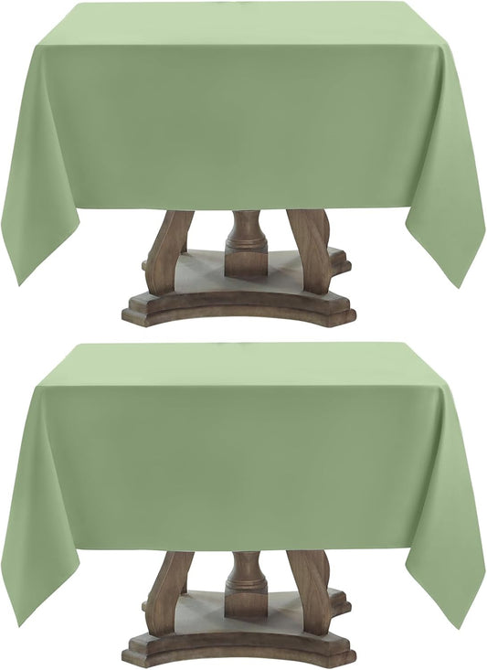Square Tablecloth 52 x 52 Inch Sage Green Tablecloths Stain-Wrinkle Resistant Washable Polyester Table Cloths for Holiday, Buffet Parties, and Weddinge 2pack