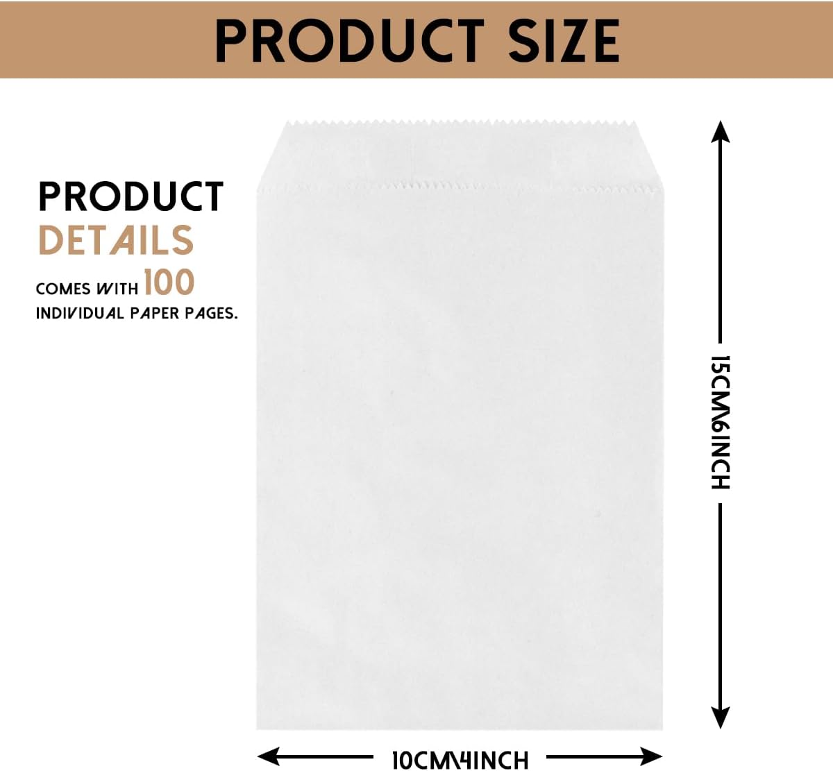 NICOHACU 100 Pack White 4x6 Inch Kraft Paper Bags, Eco-Friendly, Disposable, Fold Top, Rectangular, Ideal for Gifts, Crafts, Party Favors, Snacks, Cookies, Donuts, Sandwiches, Jewelry