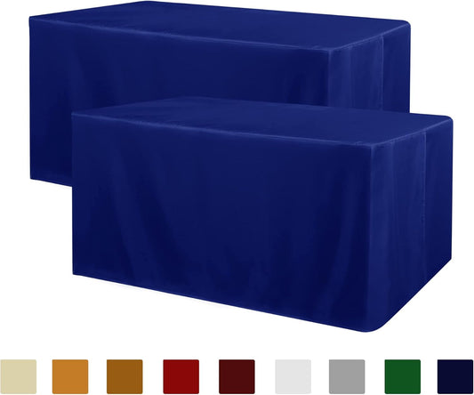Obstal 2 Pack Table Clothes for 8 Foot Rectangle Tables - Water Resistant Washable Fabric Polyester Rectangle Table Cover Protector for Wedding, Banquet and Trade Shows, 96L x 30W Inches, Royal Blue