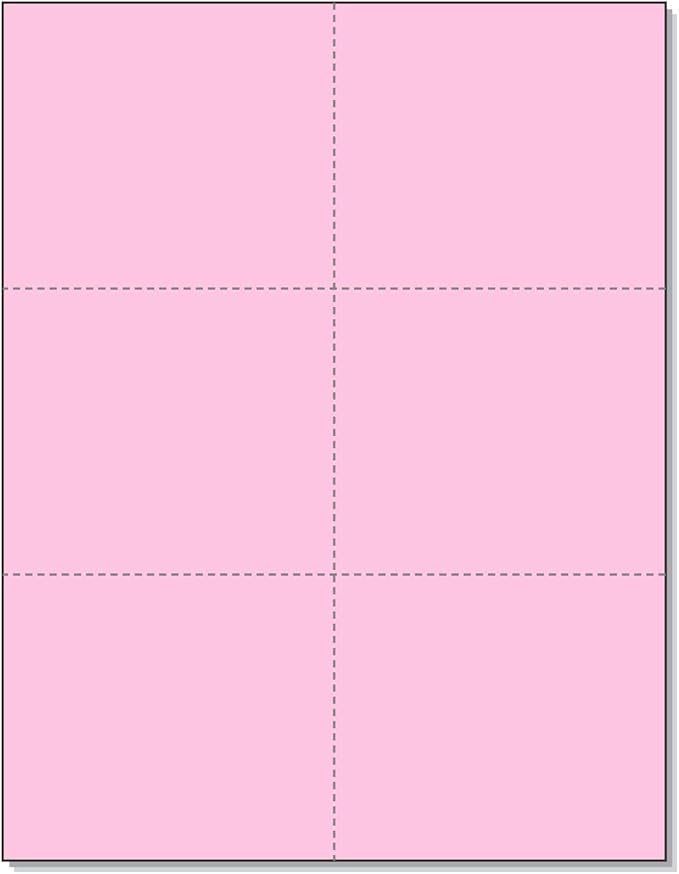 NextDayLabels Laser Printer Blank Cards - Perforated, 6 Up per Page - Pink, 300 Cards
