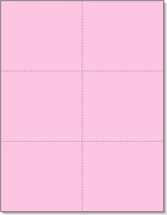 NextDayLabels Laser Printer Blank Cards - Perforated, 6 Up per Page - Pink, 300 Cards