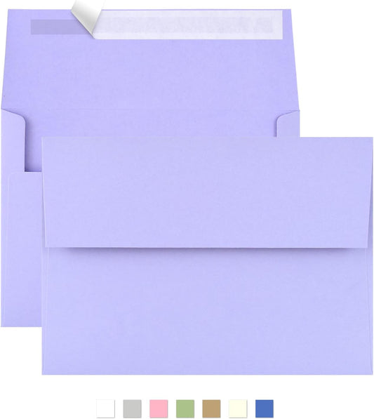 50 Pack A2 Envelopes for Invitations,4.37x5.75 inches,A2 Envelopes Purple Self Seal,Printable,for Wedding,Invitation,Baby Shower,Purple