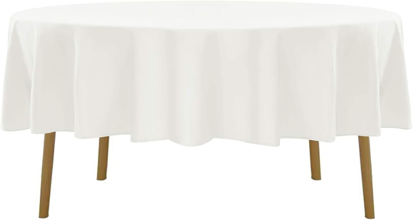 90 inch Round Tablecloth Washable Polyester Table Cloth Decorative Table Cover for Wedding Party Dining Banquet（90 inch,Ivory）