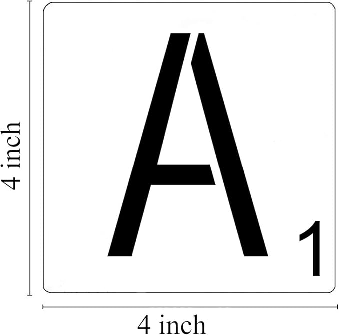 Scrabble Tile Letter Stencils 4 Inch - 28 Pack Scrabble Style Alphabet Stencil Templates for Painting on Wood, Reusable Plastic Stencils for Crafts Making & Wall Art Decorations