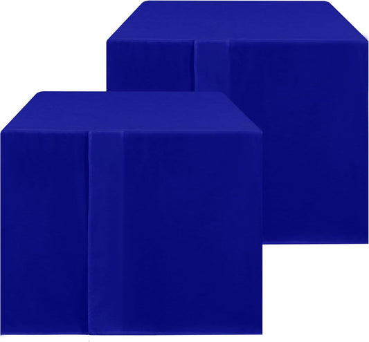 HolidayIdeas 2 Pack Square Fitted Table Covers - 34 x 34 Inch -Card Table Clothes Washable Tablecloth Protectors for Parties, Holiday Dinner, Trade Show, Vendor Stand, Royal Blue