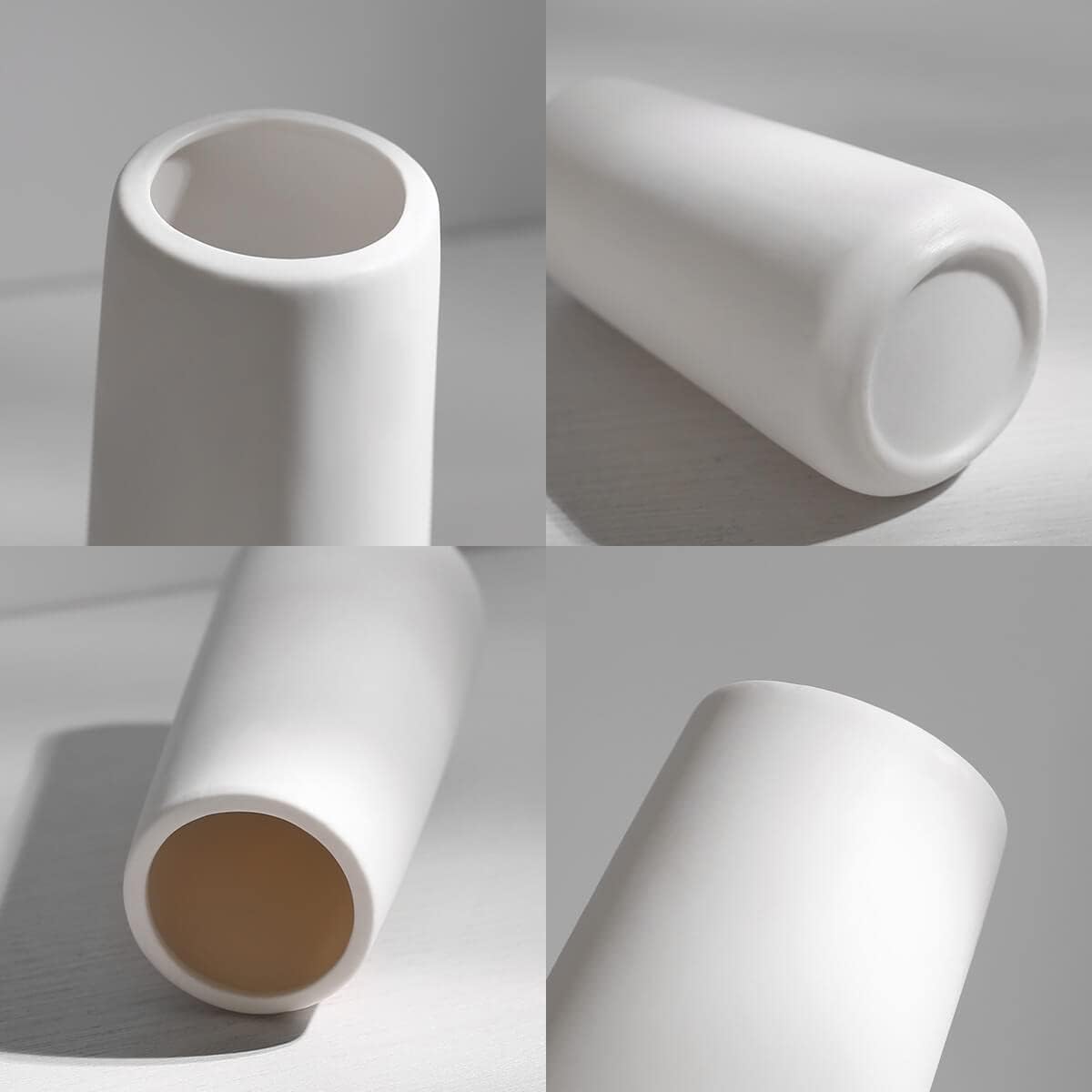 Ceramic Vases - Nordic Minimalism Style Decoration, Elegant Vase for Mantel, Table, Living Room Decoration, White Modern Geometric Decorative Flowers Vases for Home Decor