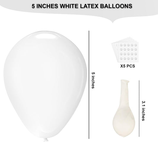 White Latex Balloons, 150pcs 5 inches Round Helium Balloons or White Themed Wedding Graduation Birthday Party Backdrop 4th of July Decorations Independence Day