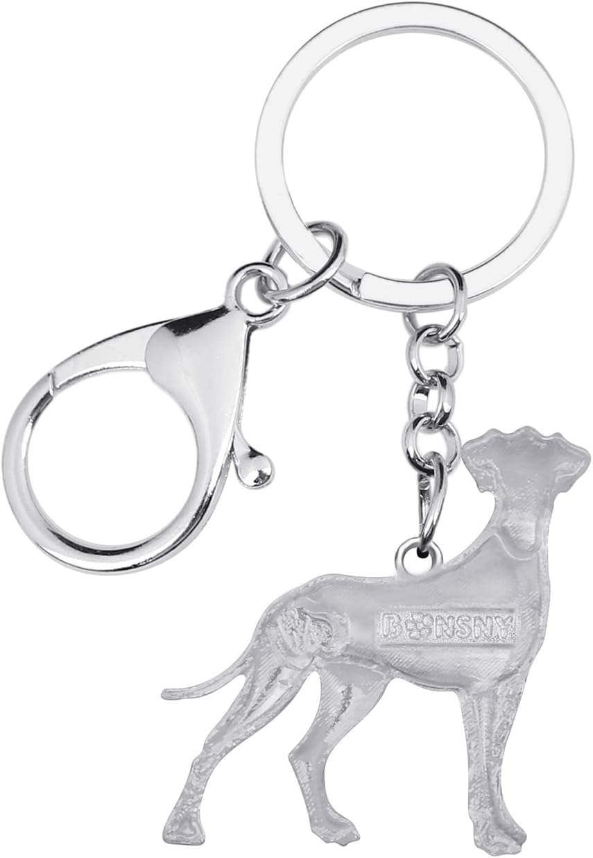 WEVENI Enamel Alloy Great Dane Dog Key Chain Ring Handbag Bag Charm Keychain Fashion Jewelry For Women Girls Gifts