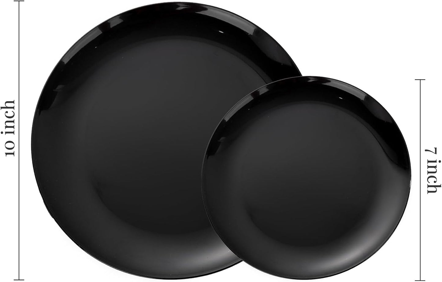 PULOTE 60 PCS Black Plastic Plates - Include 30 Dinner and 30 Dessert Plates, Black Disposable for Party,Birthday & New Year