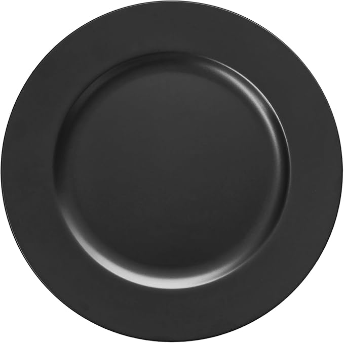 Black Charger Plates, Set of 6 Serving Charger Plate for Dinner Table, Wedding, Events Plate Chargers - 13 Inch