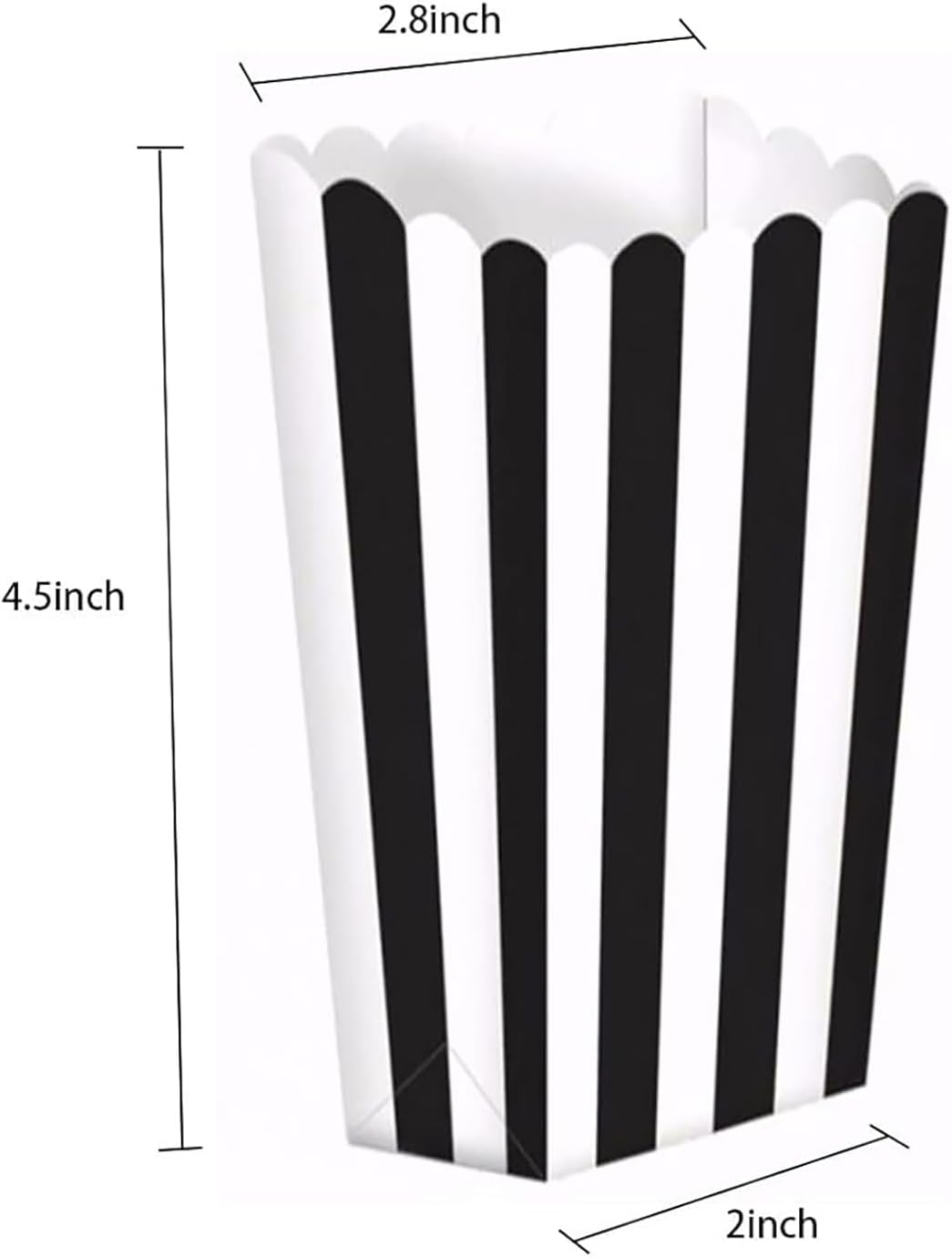 24pcs Striped Paper Popcorn Boxes for Party Favor Supplies (Black)
