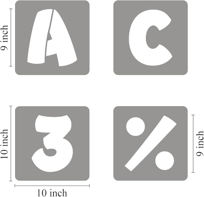 REOLAN 9 Inch Letter Stencils for Painting - 42 Pack Alphabet Letter and Number Stencil Templates with Signs for Painting, Reusable Letters and Numbers Stencils for Chalkboard Wood Signs & Wall Art