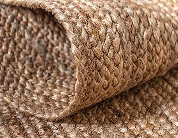 Hand Woven Natural Fiber Reversible High Traffic Resistant 100% Jute Burlap Braided Table Runner Area Rug 60 Inches Long Hand Crafted Rustic Vintage Dining (Natural Jute, 14" X 60" Inch)
