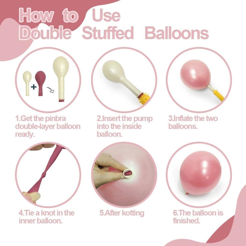 Pearl Pink White Balloon Garland Double Stuffed Light Pink Champagne Gold White Sand Balloon Arch Kit for Baby Shower Birthday Bridal Shower Wedding Birthday Party Decorations