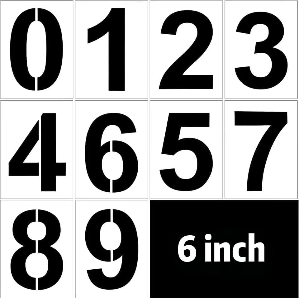 1Pc 6 Inch Number Stencils Set Plastic Number Stencil Reusable Digital Templates for Cake Stencil Mailbox Signs Parking Lot House Numbers Stencils Wall Art