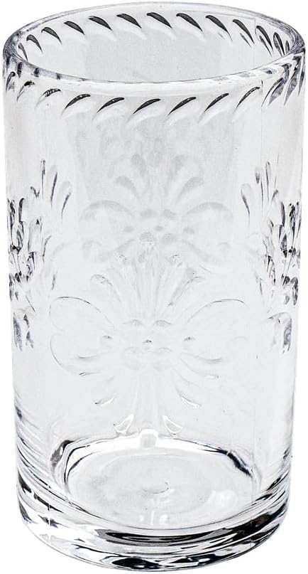 Talavera Premium Acrylic Drinkware Indoor/Outdoor, Tumbler, Clear, 18oz, Set of 6