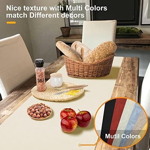 Wipeable Table Runner, Thick Farmhouse Dresser Runner, Rustic Indoor/Outdoor (36'', White)