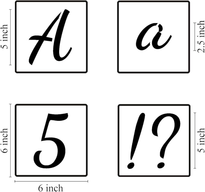 5 Inch Alphabet Letter Stencils for Painting - 70 Pack Letters and Numbers Stencil Templates with Signs for Painting on Wood, Reusable Number and Letter Stencils for Chalkboard Wood Signs & Wall Art