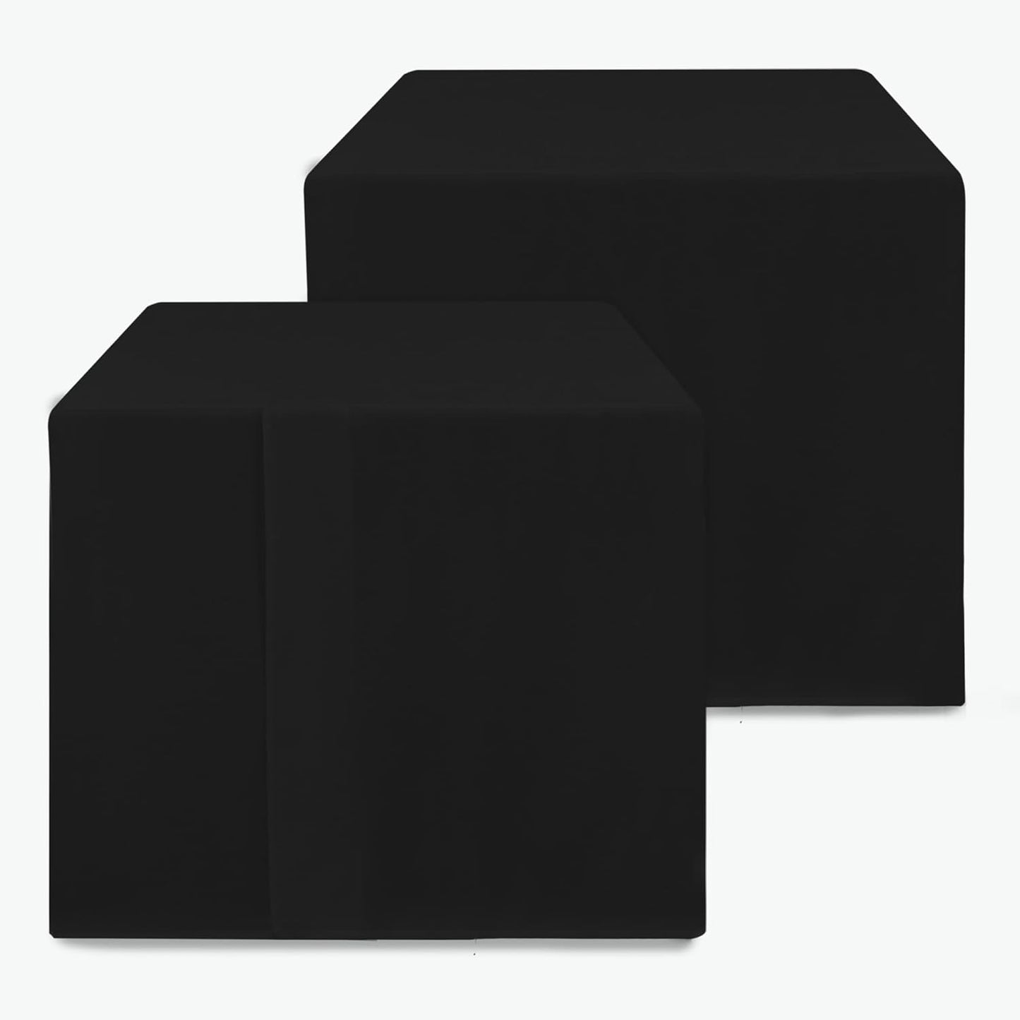 HolidayIdeas 2 Pack Square Fitted Table Covers - 34 x 34 Inch - Black Fabric Table Clothes Washable Tablecloth Protectors for Parties, Holiday Dinner, Trade Show, Vendor Stand