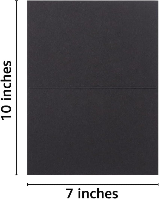 50 Pack Blank Cards Folded Cardstock Thank You Blank Greeting Cards for Invitations, Wedding, Greeting Cards, All Occasion DIY (Black, 5x7)