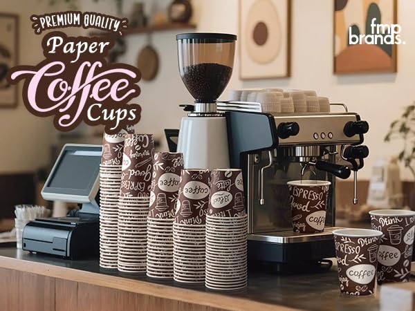 Fit Meal Prep 8 oz Coffee Cups 500 Count, Leak-Proof Hot Cup, Disposable Paper Coffee Cup Bulk for Hot/Cold Beverage, Durable Thickened Paper Cups for Party, Office, Bussines, Home, Bistros