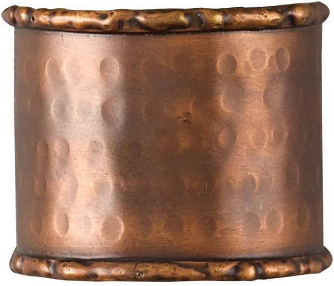 Park Designs Hammered Copper Napkin Ring Set of 4 | Rustic Metal Napkin Holders with Handcrafted Textured Finish | Farmhouse & Elegant Dining Table Decor | Durable Iron Design