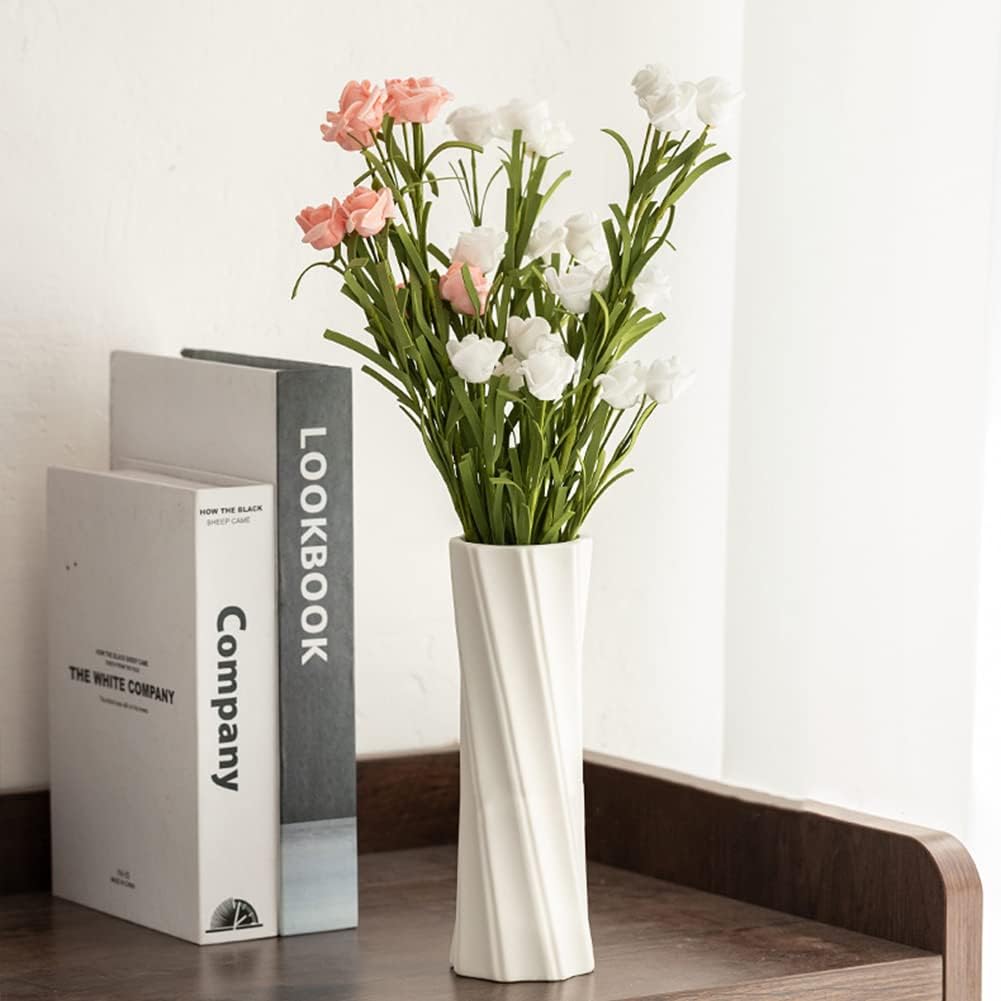 Ceramic Vase, 8" H, Artistic Flower Vase Classic Style for Fireplace Bedroom Kitchen Living Room Centerpieces Office Desk, Fit for Holding Dried Flowers, Artificial Flowers, Floral Arrangement