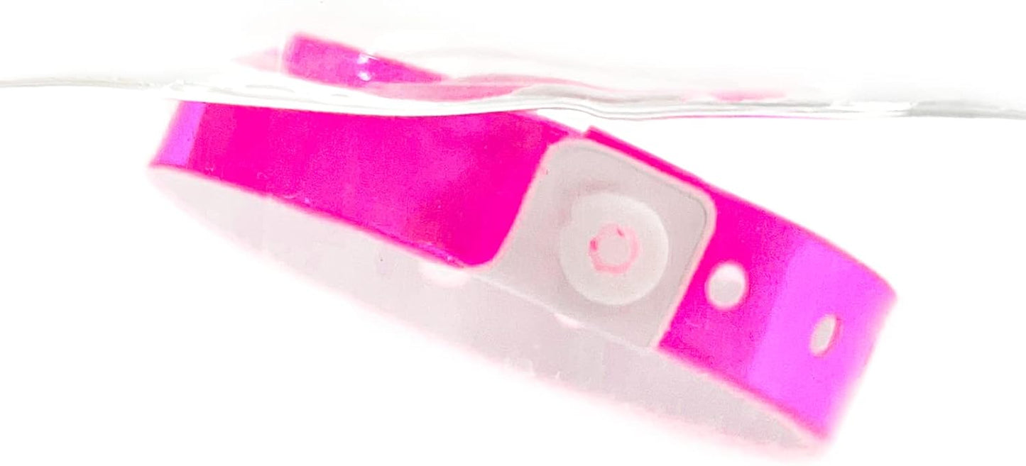 Pink Plastic Wristbands-500 Pack Colored Identification Wristbands for Events, Waterproof Lightweight Security Vinyl Wristbands for Party Concert Club Festival Entrance Admission