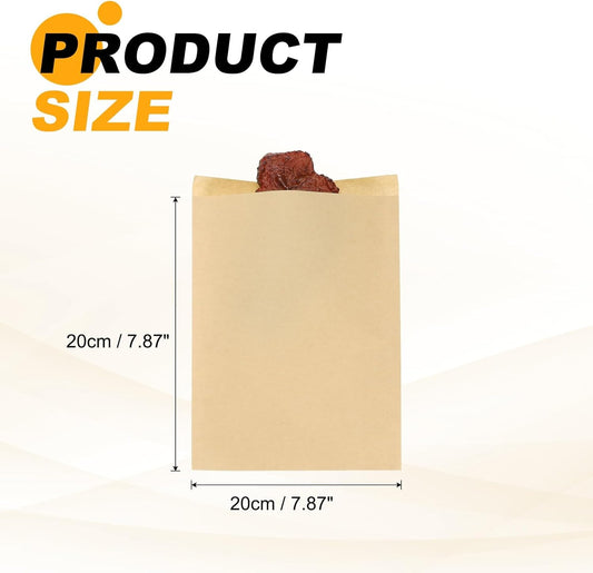 PATIKIL 7.87x5.91 Inch Paper Sandwich Bags, 100 Pcs Pastry Bag Small Pastry Bags Cookie Sleeves Food Packaging for Bakery Treats, Light Brown