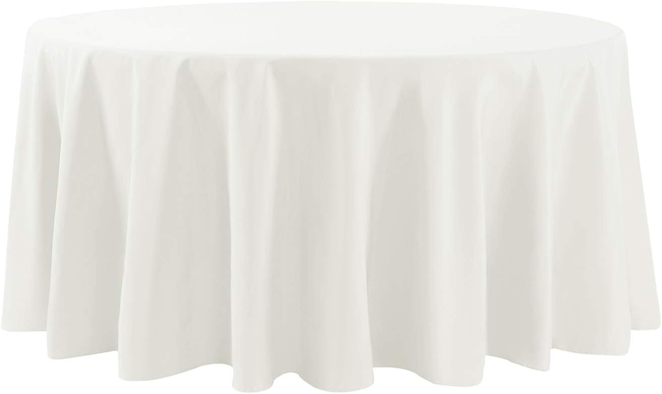Cupuamon 108 inch Round Tablecloth Washable Polyester Table Cloth Decorative Table Cover for Wedding Party Dining Banquet（108 inch,Ivory）