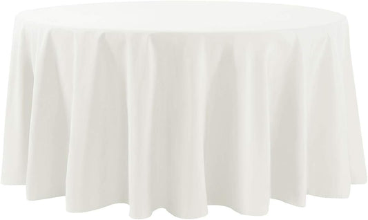 Cupuamon 108 inch Round Tablecloth Washable Polyester Table Cloth Decorative Table Cover for Wedding Party Dining Banquet（108 inch,Ivory）