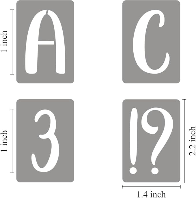XANGEY 1 Inch Letter Stencils for Painting - 42 Pack Alphabet Letter Number Templates with Signs, Reusable Plastic Alphabet Stencils for Chalkboard Fabric Rock Wood Crafts Painting