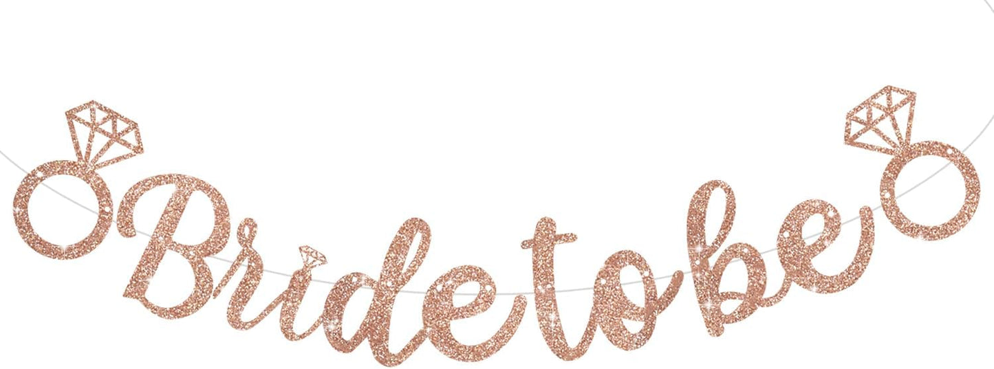 Glitter Rose Gold Bride to Be Banner,Pre-Strung Bridal Shower Sign Garland,Bachelorette Party Decoration Wedding Shower Party Supplies(No DIY)