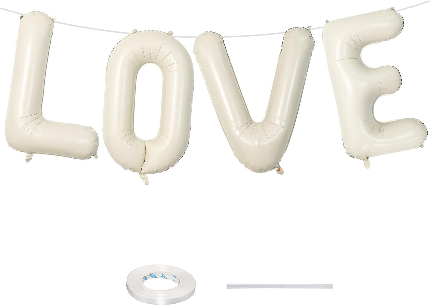 40 Inch Cream White Sand Love Balloons - Letter for Valentines Day, Ivory Alphabet Balloons for Lovers Couple Propose Wedding Marriage Anniversary Party Decorations