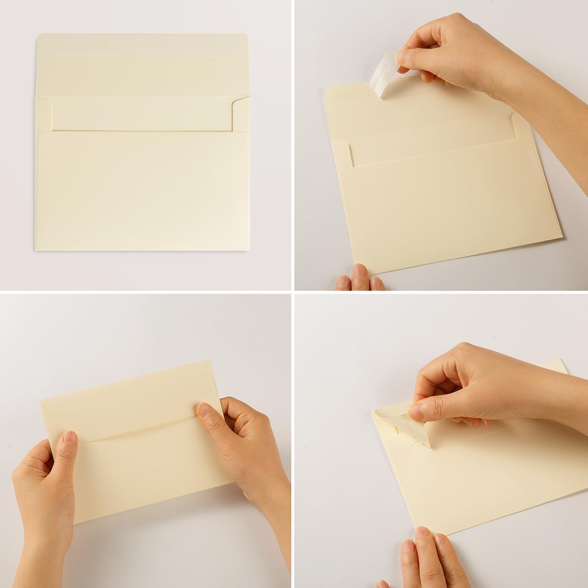 50 Pack 5 x 7 Envelopes Cream Self Seal for Wedding, Party Invitations, Greeting Cards, Announcements, Photos, 5.24 x 7.21 Inches (Cream)