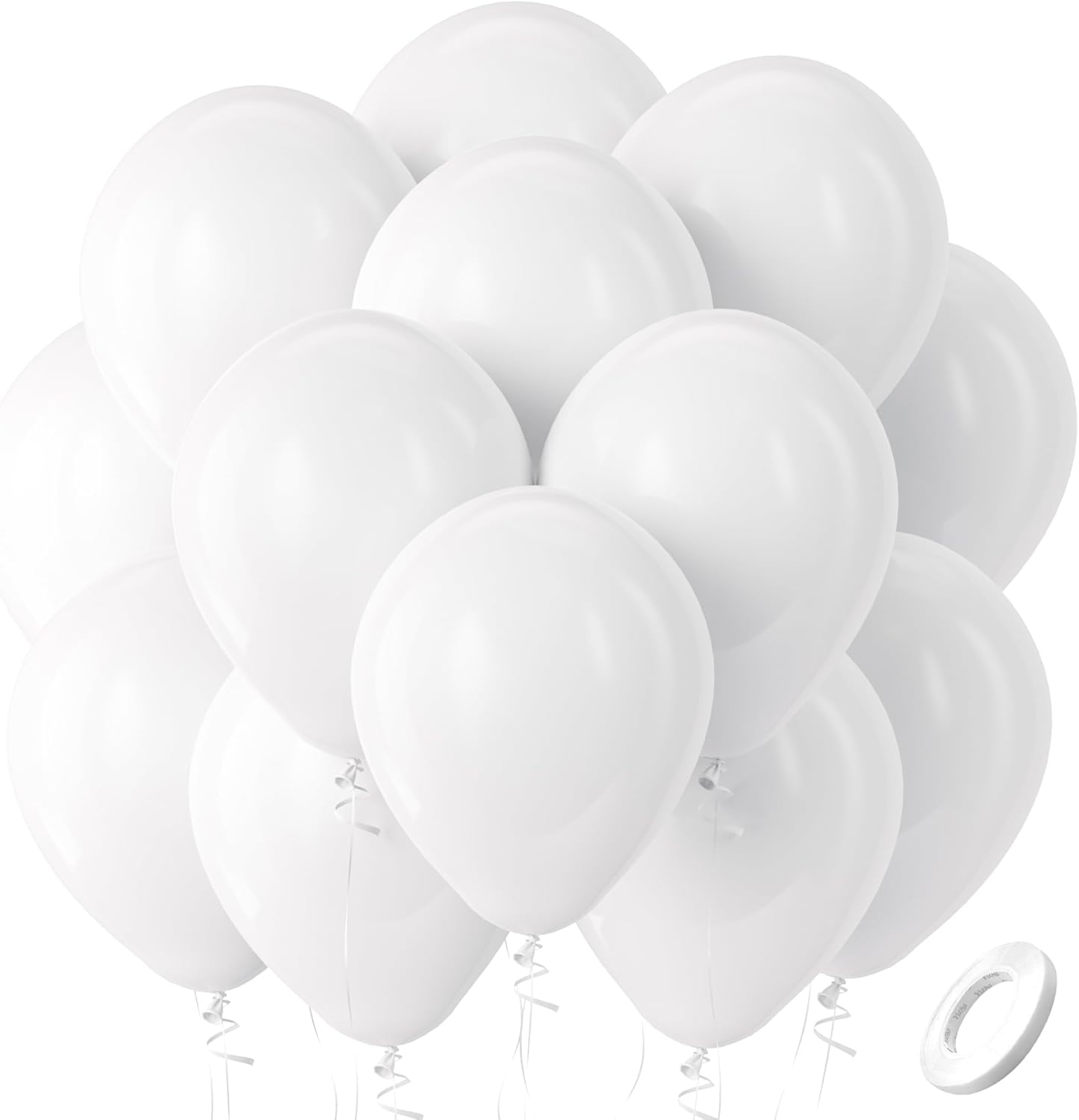 Bezente White Balloons Latex Party Balloons, 100 Pack 12 inch Round Helium Balloons for New Years Wedding Graduation Birthday Engagement Bridal Shower Party Backdrop Decorations