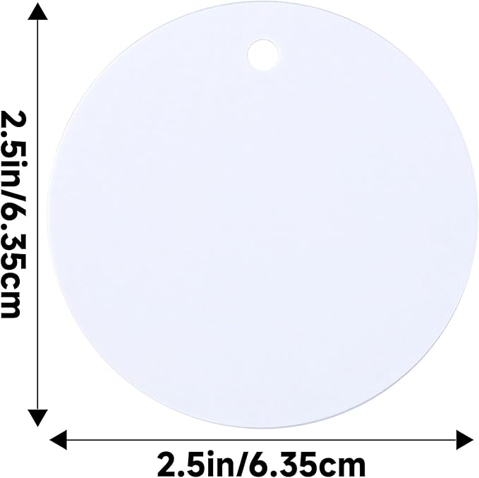 G2PLUS 100PCS White Round Gift Tags with String-2.5 Inches Blank Circle Paper Tags Large Craft Labeling Tag for Wedding, Birthday, Christmas Party Favors
