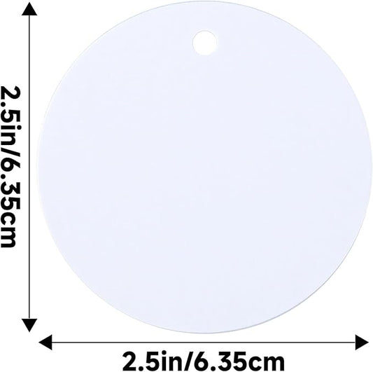 G2PLUS 100PCS White Round Gift Tags with String-2.5 Inches Blank Circle Paper Tags Large Craft Labeling Tag for Wedding, Birthday, Christmas Party Favors