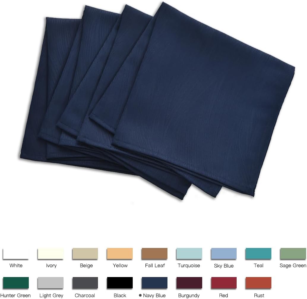 maxmill Jacquard Cloth Napkins 20 x 20 Inch Swirl Pattern Soft Comfortable and Luxury Serviette for Restaurant Family Dinners Weddings Parties and Banquets Set of 4 Navy Blue