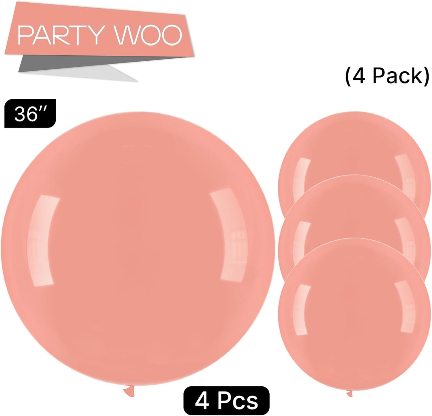 PartyWoo Dusty Pink Balloons 4 pcs 36 Inch Extra Large Big Jumbo Giant Blush Pink Dusty Rose Latex Helium Balloons for Baby Shower Bridal Shower Boho Theme Princess Birthday Party Decorations Pink-F01