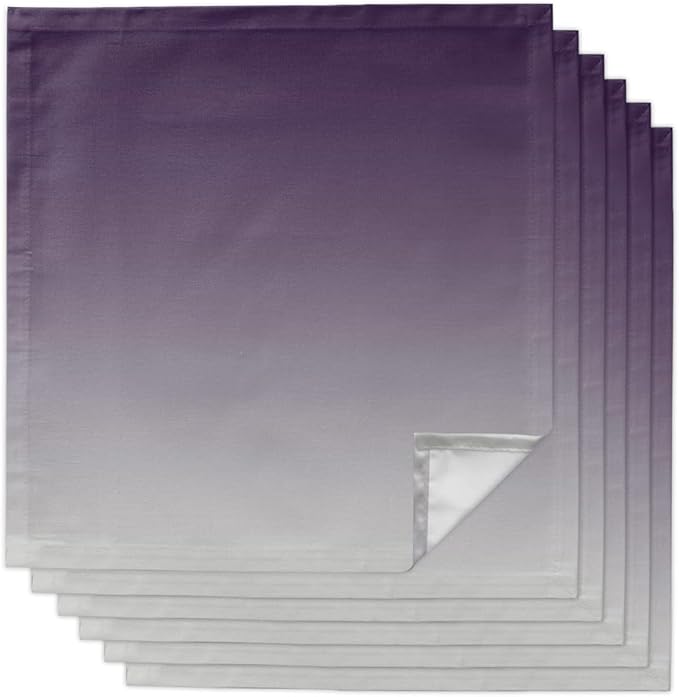 Cloth Napkins Purple and Grey Ombre Set of 6 Dinner Napkins Paper Soft Durable Washable Table Napkin Gradient Gradual Color Reusable Napkins for Family Dinners Weddings and Everyday Use 20x20 Inch