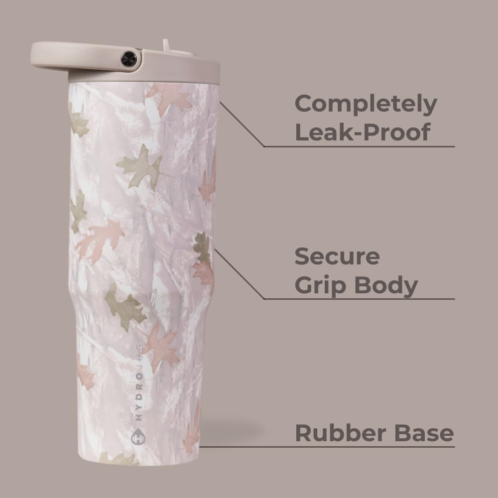 HydroJug Sport - Stainless Steel Tumbler with Straw, Vacuum Insulated, 40oz Leakproof Water Bottle, Ergonomic Design, Reusable, Dishwasher Safe, Rubber Base, Durable for Gym or Outdoors, Camo