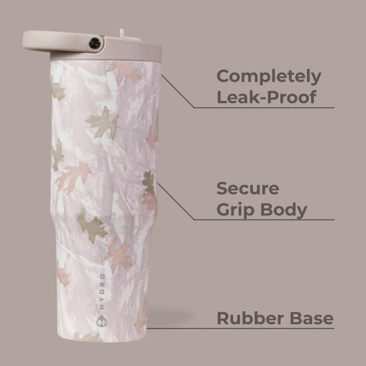 HydroJug Sport - Stainless Steel Tumbler with Straw, Vacuum Insulated, 40oz Leakproof Water Bottle, Ergonomic Design, Reusable, Dishwasher Safe, Rubber Base, Durable for Gym or Outdoors, Camo
