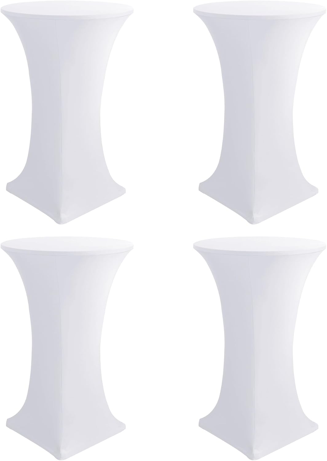 Cocktail Table Covers-Spandex Round High Top Table Cloths 4 Pack 32x43 Inch-White Stretch Fitted Bar Tall Tablecloth for Pub Bistro Highboy Party Event Banquet Height Folding Satnding Tables