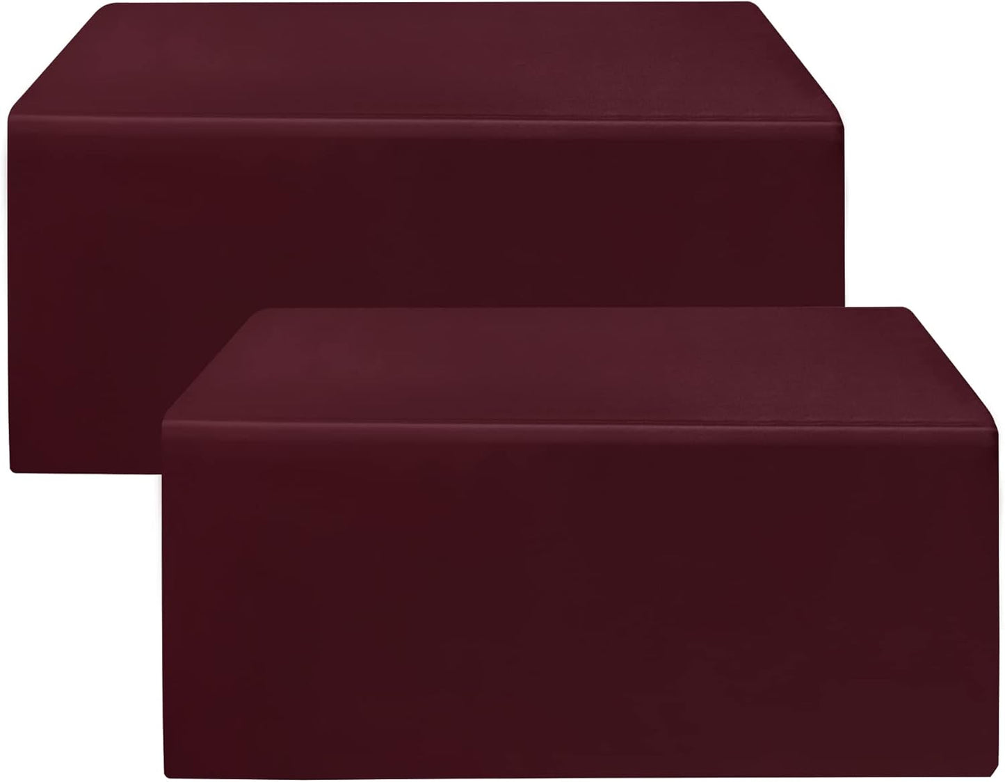 HolidayIdeas Fitted Burgundy Tablecloths - 72 x 30 Inch - 2 Pack Rectangle Table Clothes for 6 Foot Folding Tables, Polyester Fabric Table Cover for Trade Show, Craft Show, Events