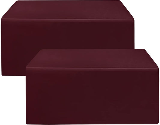 HolidayIdeas Fitted Burgundy Tablecloths - 72 x 30 Inch - 2 Pack Rectangle Table Clothes for 6 Foot Folding Tables, Polyester Fabric Table Cover for Trade Show, Craft Show, Events